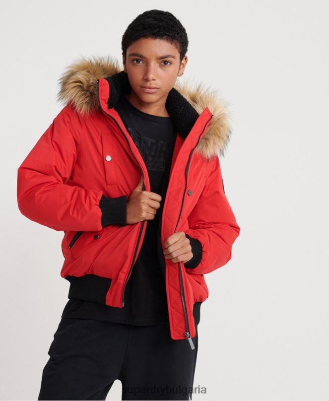 Superdry облекло N00H5685 червен Жени микрофибърно бомбър яке
