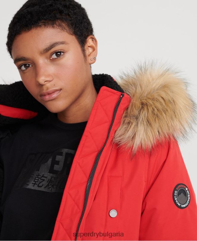 Superdry облекло N00H5685 червен Жени микрофибърно бомбър яке