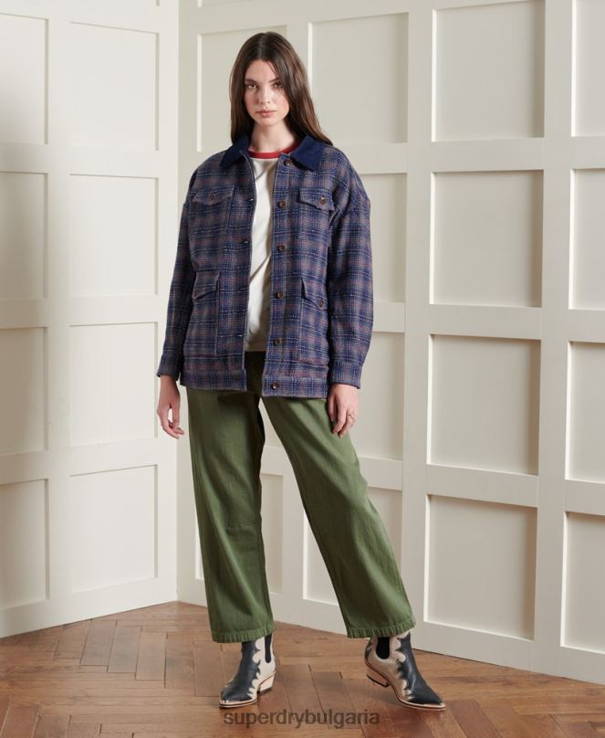Superdry облекло N00H5686 син Жени ограничено издание сухо късо вълнено яке