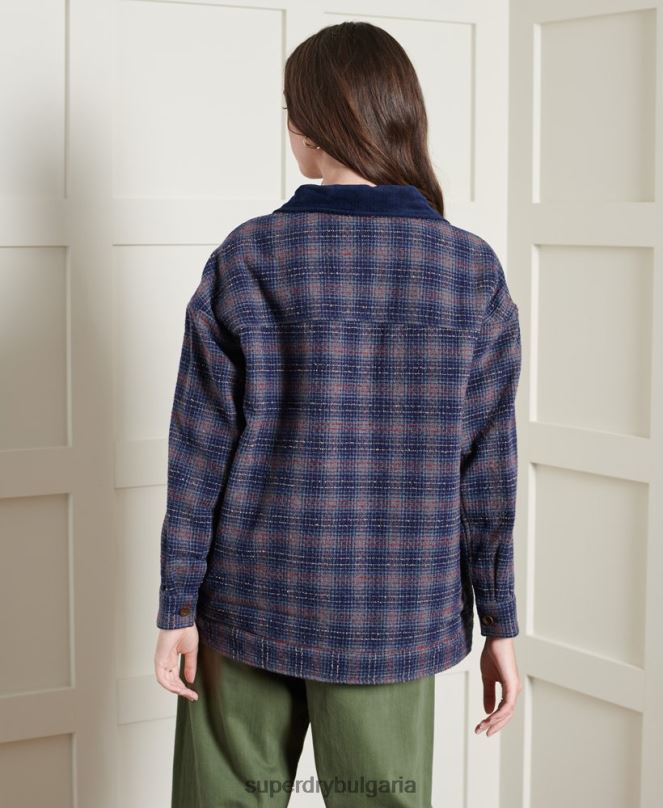 Superdry облекло N00H5686 син Жени ограничено издание сухо късо вълнено яке