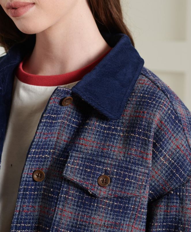 Superdry облекло N00H5686 син Жени ограничено издание сухо късо вълнено яке