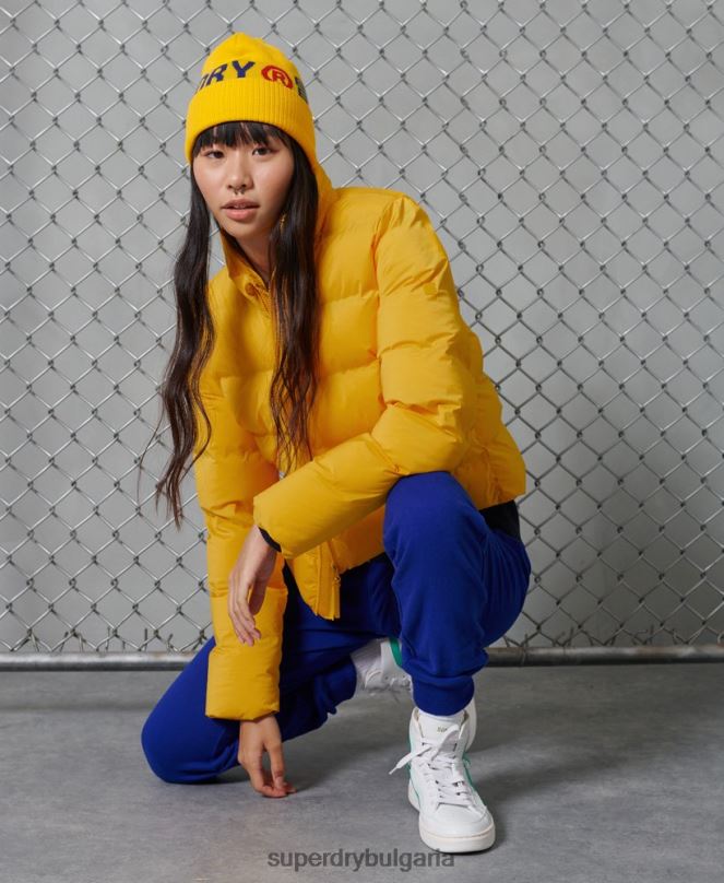 Superdry облекло N00H5693 жълто Жени пуфър за култури
