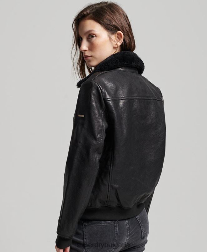 Superdry облекло N00H5702 черен Жени авиаторско кожено яке