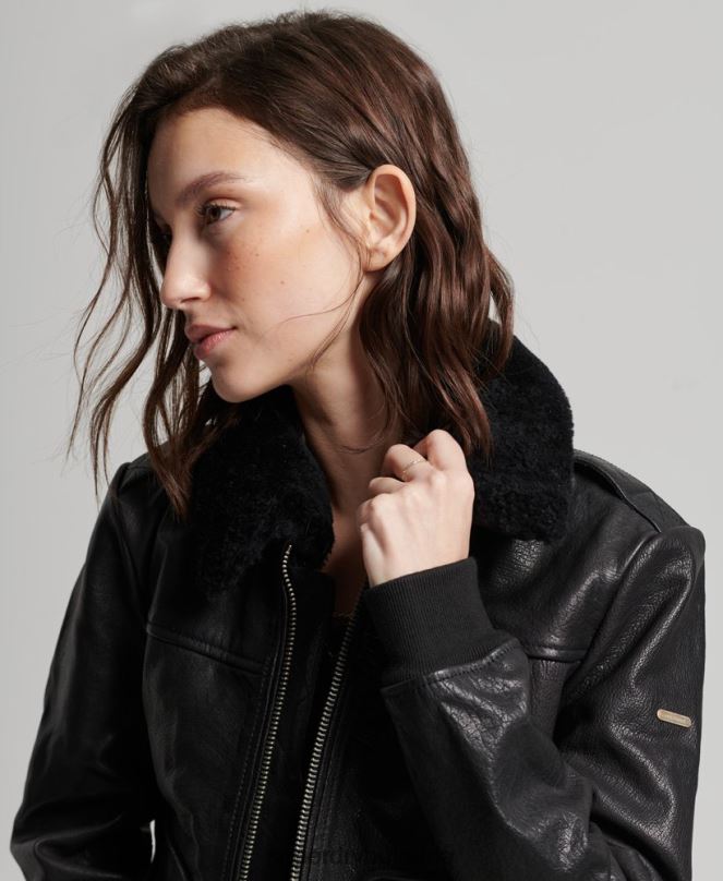 Superdry облекло N00H5702 черен Жени авиаторско кожено яке
