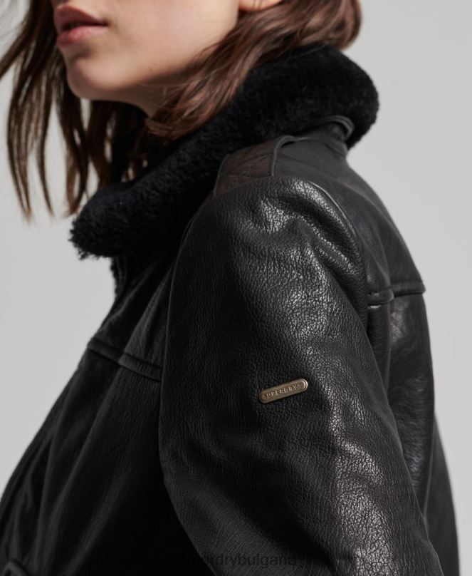 Superdry облекло N00H5702 черен Жени авиаторско кожено яке