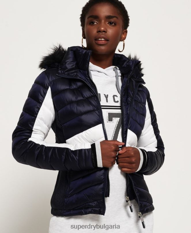 Superdry облекло N00H5703 военноморски флот Жени офшорно луксозно шевронно яке fuji