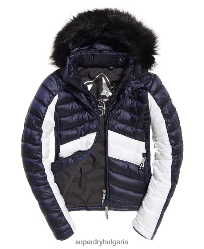 Superdry облекло N00H5703 военноморски флот Жени офшорно луксозно шевронно яке fuji