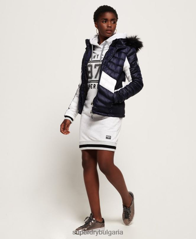 Superdry облекло N00H5703 военноморски флот Жени офшорно луксозно шевронно яке fuji
