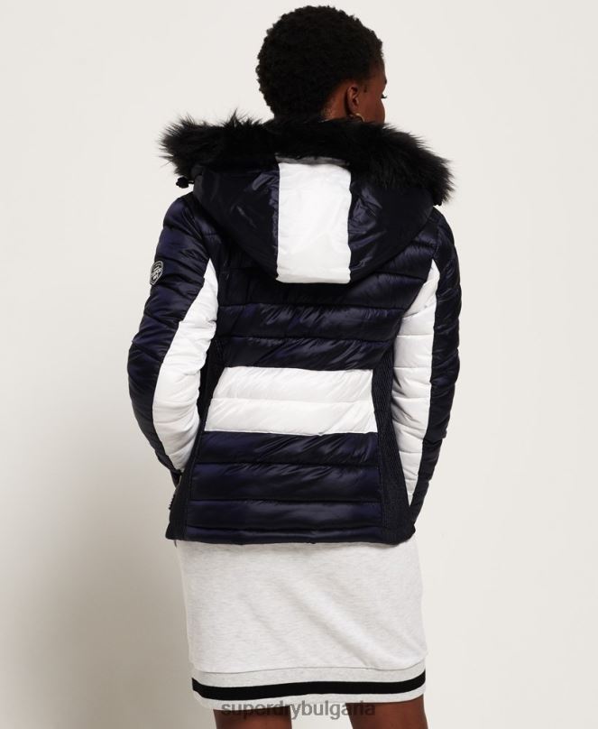 Superdry облекло N00H5703 военноморски флот Жени офшорно луксозно шевронно яке fuji