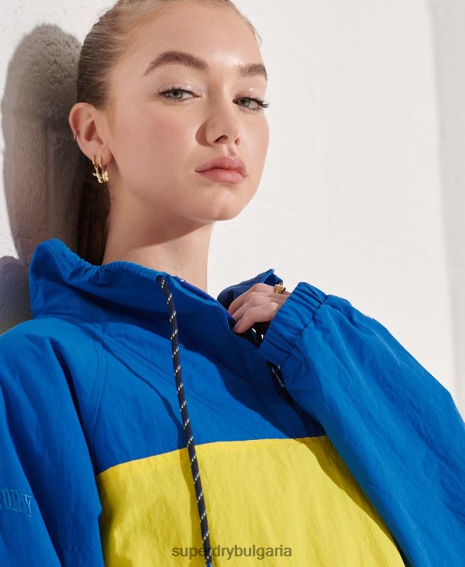 Superdry облекло N00H5706 син Жени скъсено спортно яке над главата