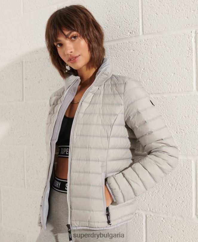 Superdry облекло N00H5709 светло сив Жени пухено яке с ядро