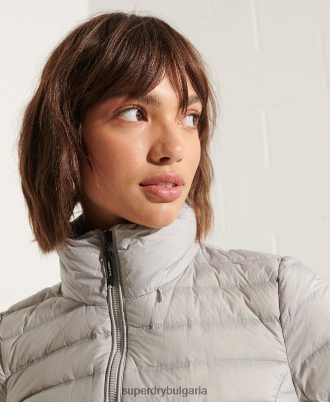 Superdry облекло N00H5709 светло сив Жени пухено яке с ядро