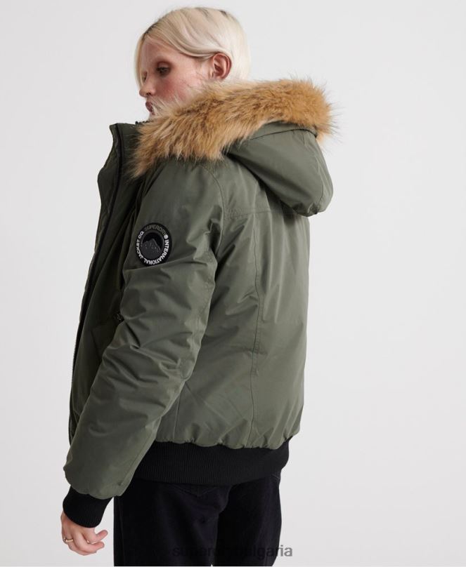Superdry облекло N00H5711 зелено Жени микрофибърно бомбър яке