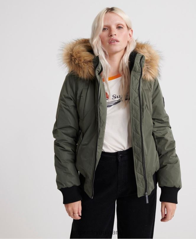 Superdry облекло N00H5711 зелено Жени микрофибърно бомбър яке