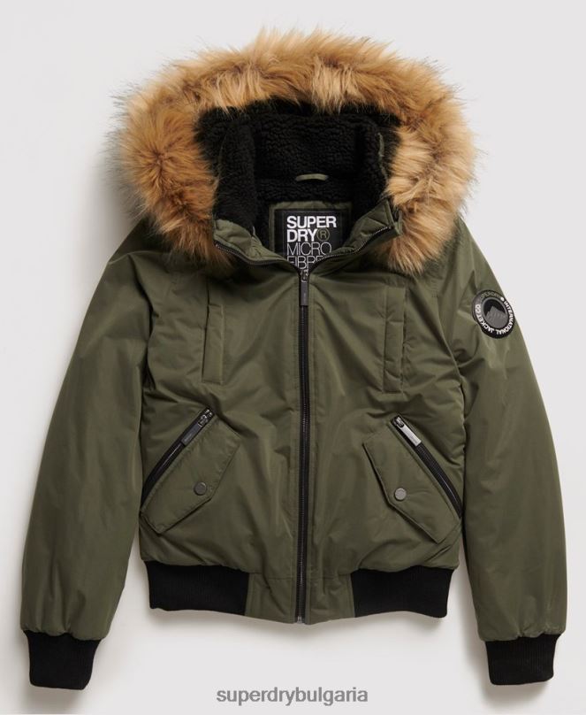 Superdry облекло N00H5711 зелено Жени микрофибърно бомбър яке