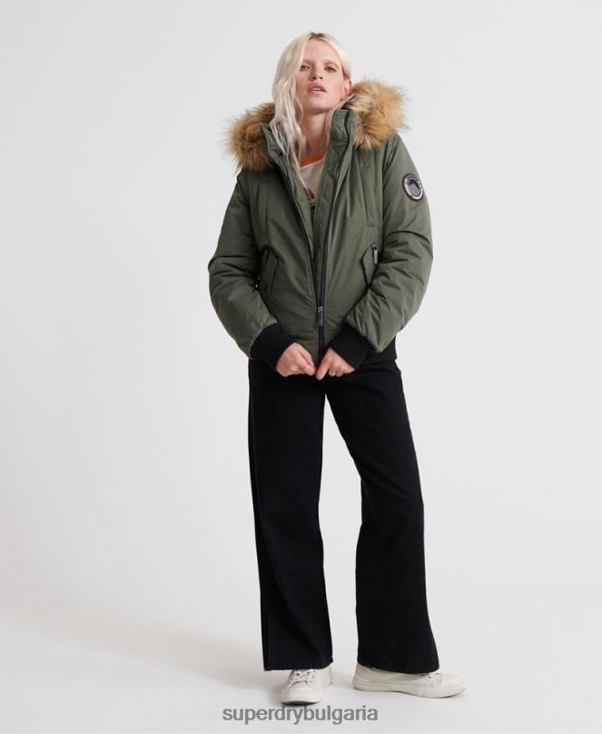 Superdry облекло N00H5711 зелено Жени микрофибърно бомбър яке