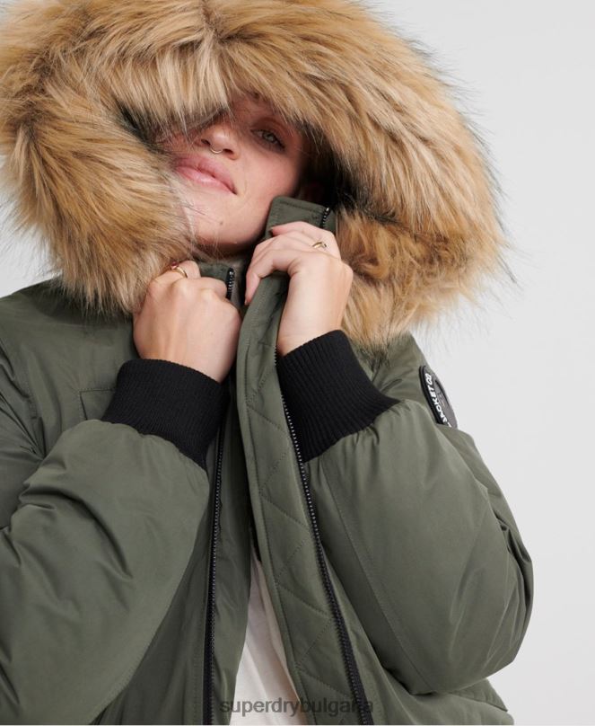 Superdry облекло N00H5711 зелено Жени микрофибърно бомбър яке