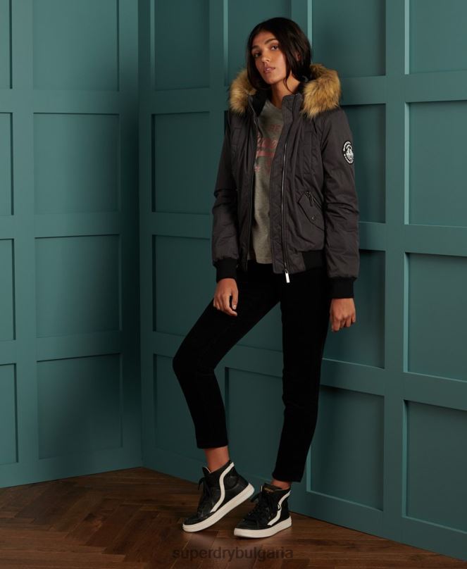 Superdry облекло N00H5712 черен Жени микрофибърно бомбър яке
