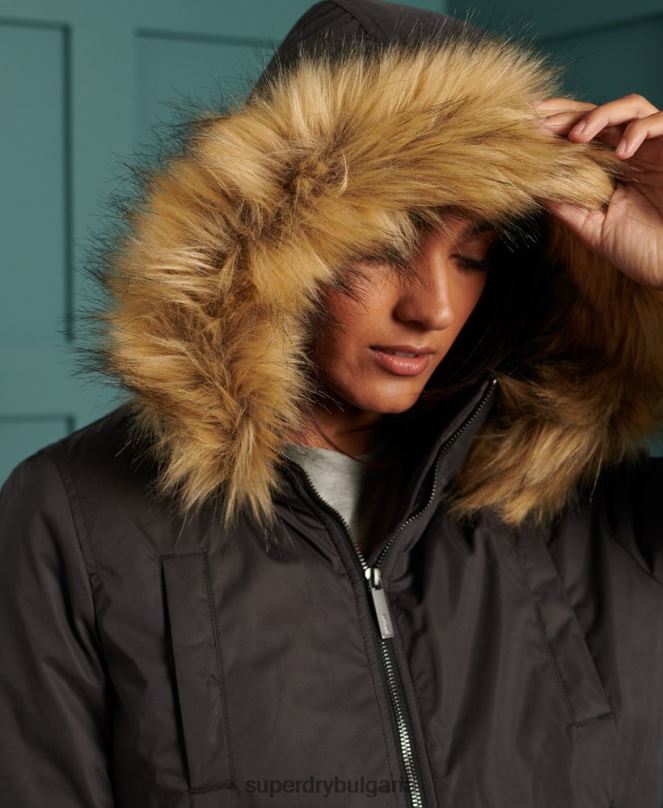 Superdry облекло N00H5712 черен Жени микрофибърно бомбър яке