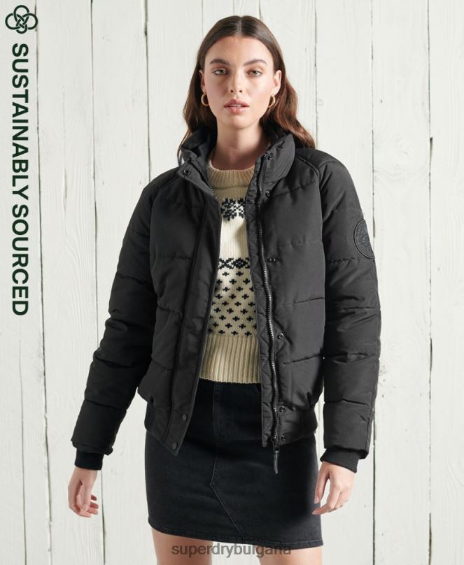 Superdry облекло N00H5718 черен Жени бомбър яке Everest без качулка
