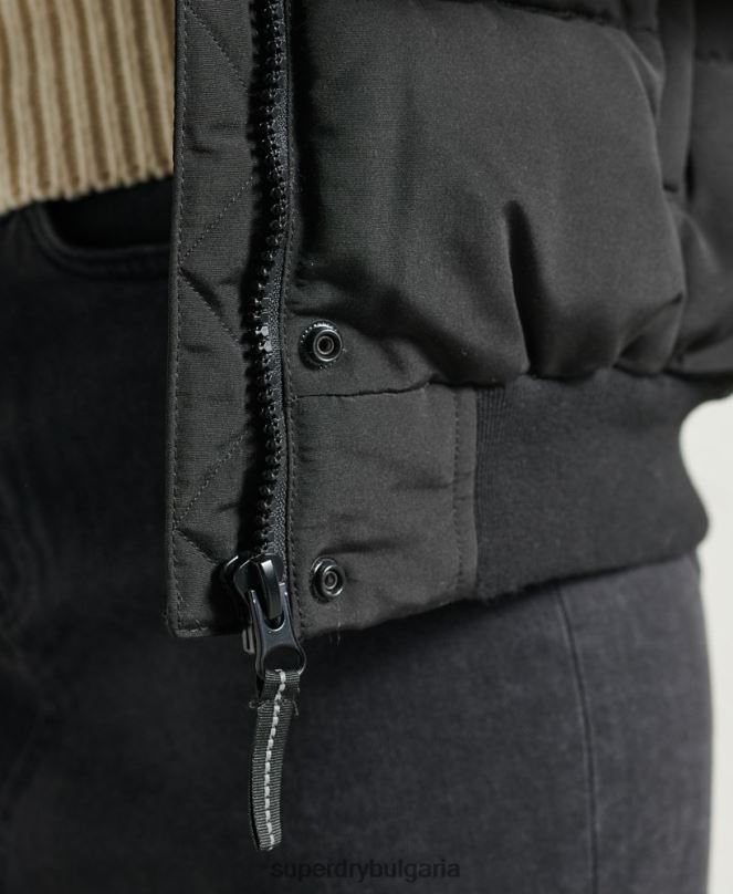 Superdry облекло N00H5718 черен Жени бомбър яке Everest без качулка