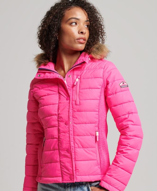 Superdry облекло N00H5720 розово Жени тънко яке с качулка с двоен цип fuji