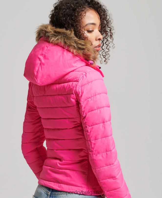 Superdry облекло N00H5720 розово Жени тънко яке с качулка с двоен цип fuji