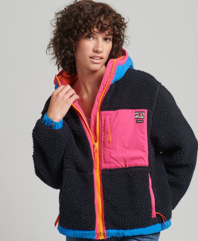 Superdry облекло N00H5722 военноморски флот Жени яке шерпа с качулка