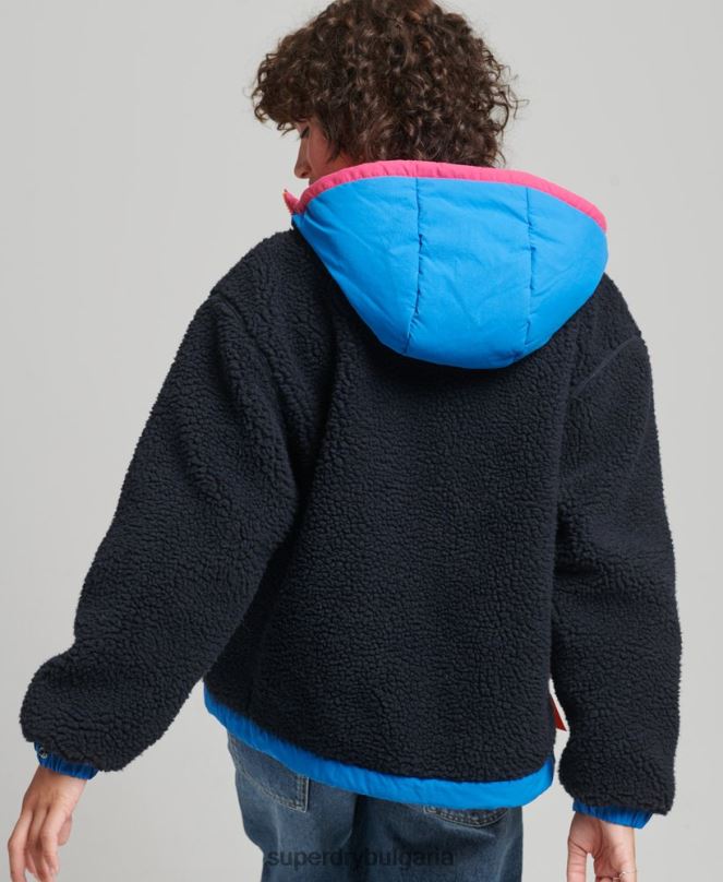 Superdry облекло N00H5722 военноморски флот Жени яке шерпа с качулка