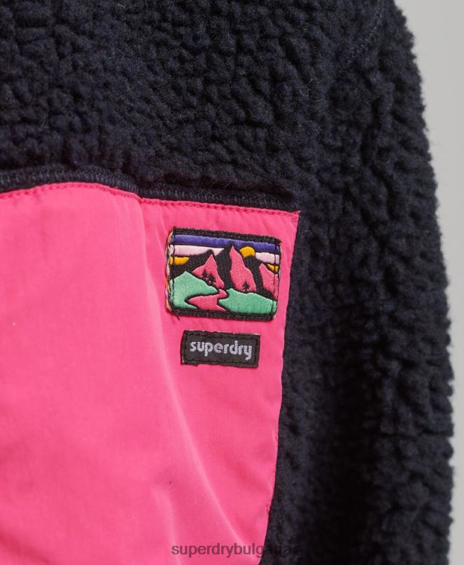 Superdry облекло N00H5722 военноморски флот Жени яке шерпа с качулка