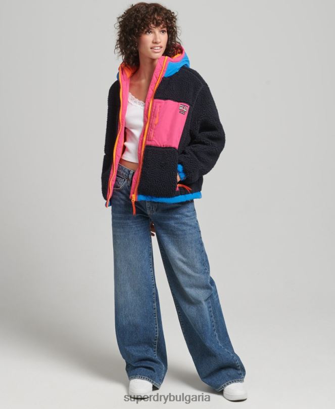 Superdry облекло N00H5722 военноморски флот Жени яке шерпа с качулка