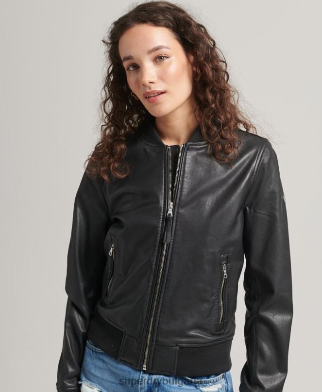 Superdry облекло N00H5723 черен Жени кожено бомбардировъчно яке