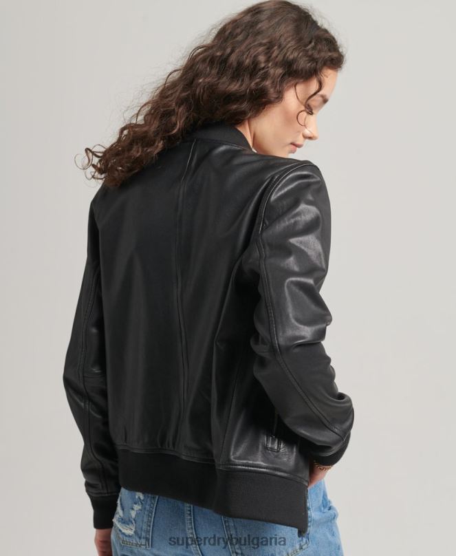 Superdry облекло N00H5723 черен Жени кожено бомбардировъчно яке