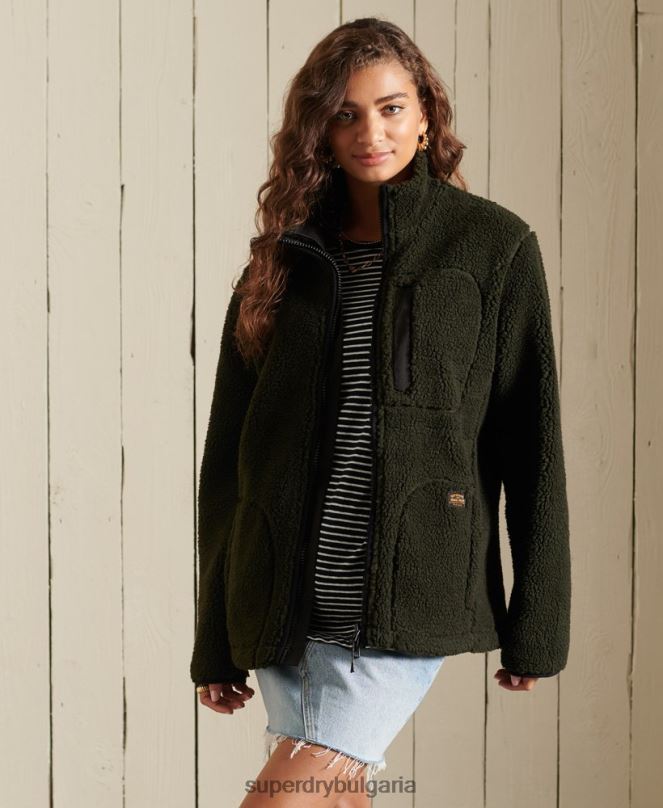 Superdry облекло N00H5725 зелено Жени голямо яке за работно облекло шерпа