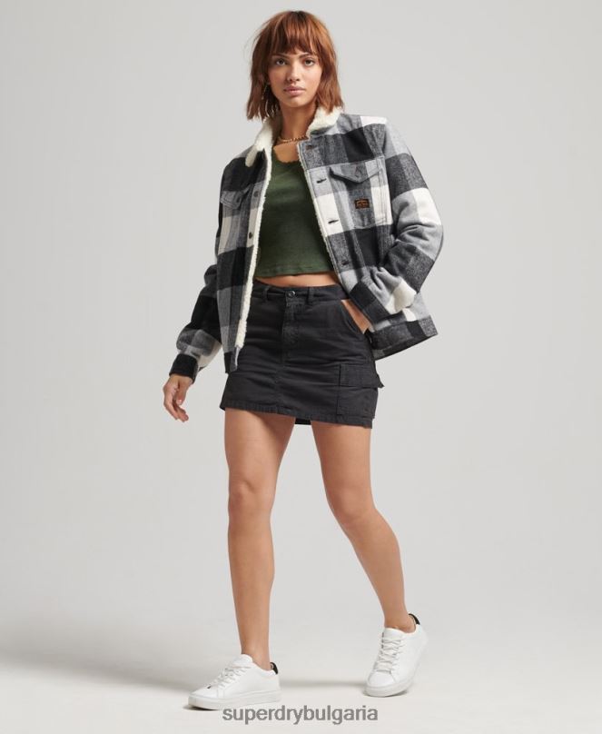 Superdry облекло N00H5727 черен Жени голямо вълнено яке шерпа за шофьор на камион