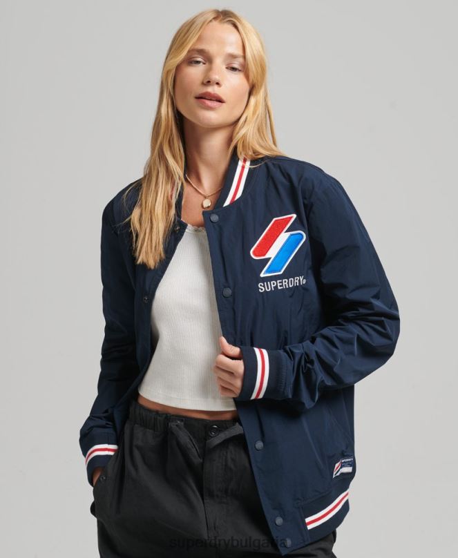 Superdry облекло N00H5728 военноморски флот Жени голямо найлоново университетско яке