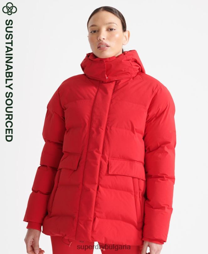 Superdry облекло N00H5729 червен Жени пухено яке с влак