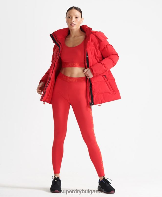 Superdry облекло N00H5729 червен Жени пухено яке с влак