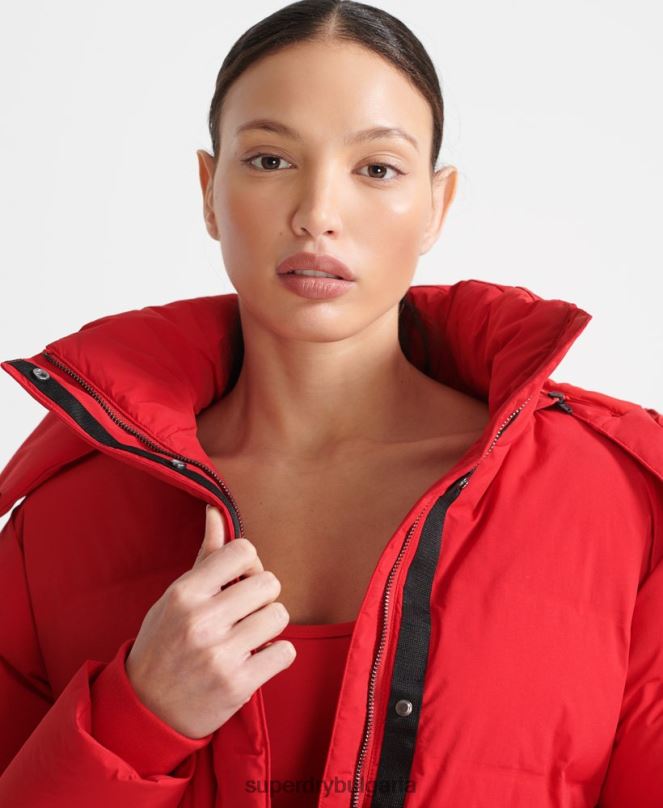 Superdry облекло N00H5729 червен Жени пухено яке с влак