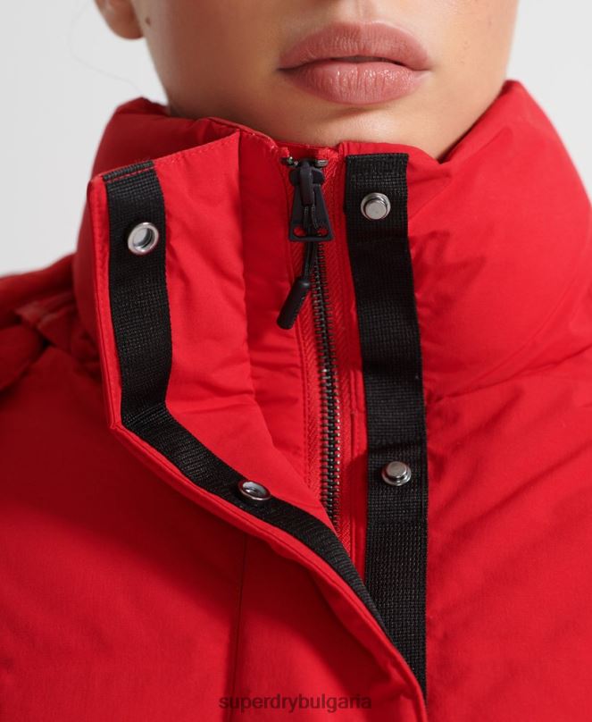 Superdry облекло N00H5729 червен Жени пухено яке с влак