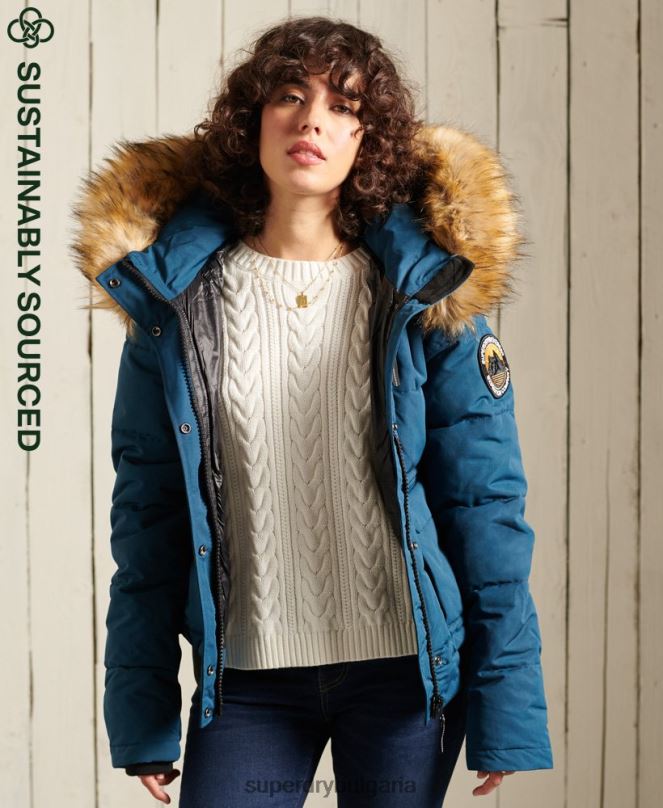 Superdry облекло N00H5735 светло синьо Жени бомбър яке Everest