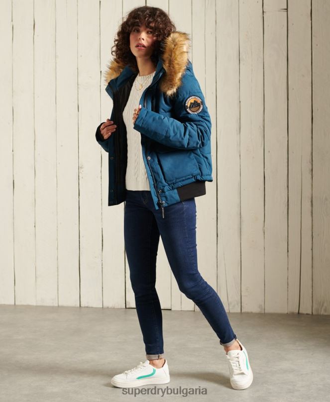 Superdry облекло N00H5735 светло синьо Жени бомбър яке Everest