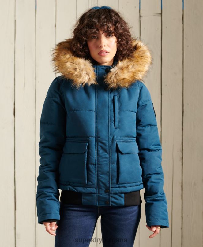 Superdry облекло N00H5735 светло синьо Жени бомбър яке Everest