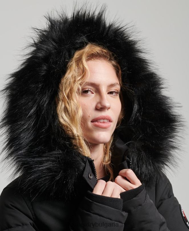 Superdry облекло N00H5736 черен Жени бомбър яке Everest