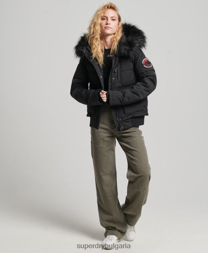 Superdry облекло N00H5736 черен Жени бомбър яке Everest