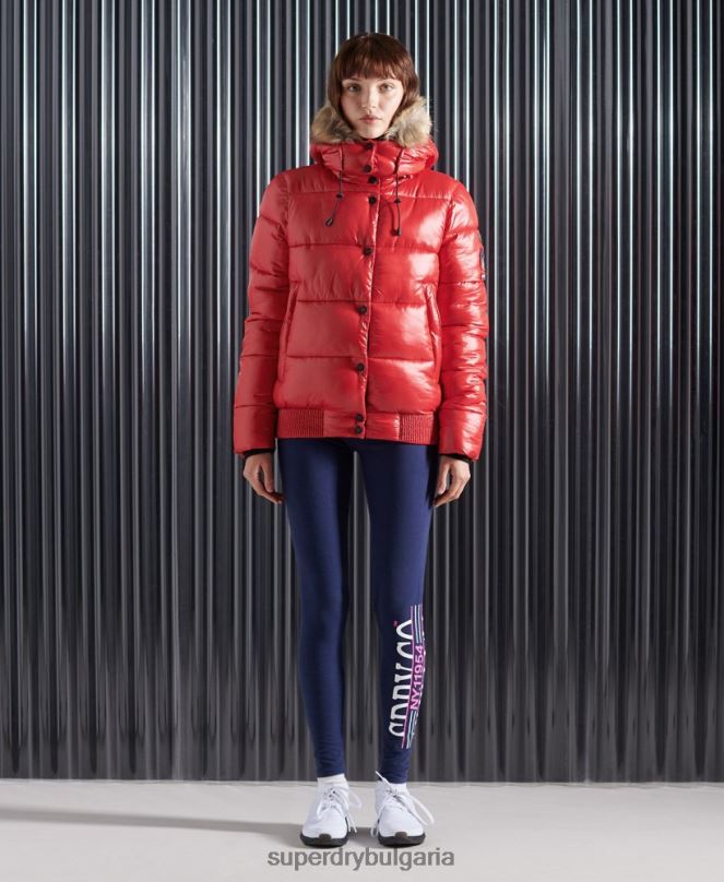 Superdry облекло N00H5739 червен Жени яке с висок блясък toya бомбър