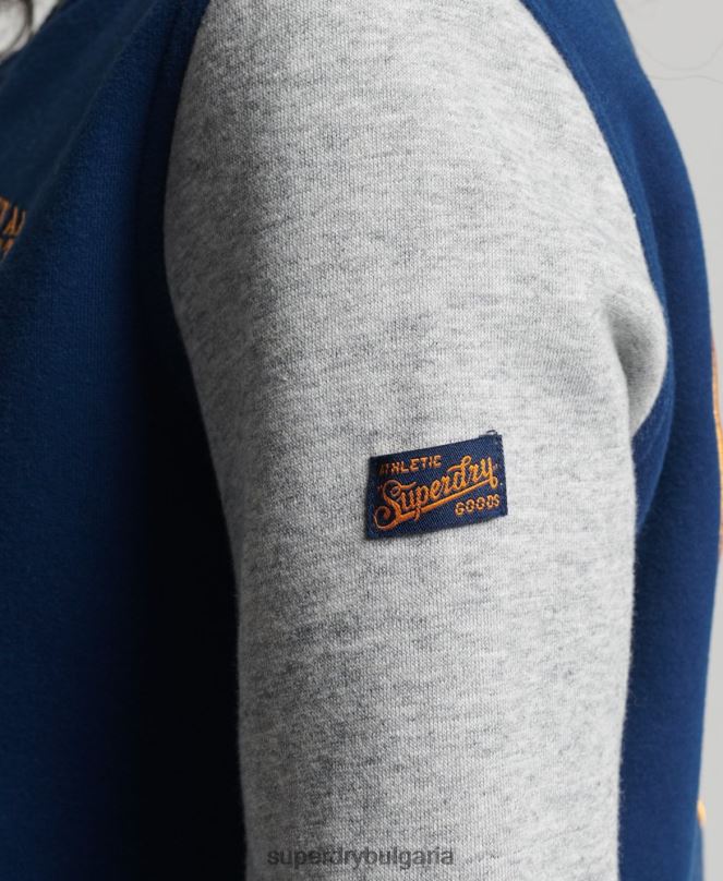 Superdry облекло N00H5751 военноморски флот Жени ретро колегиално бейзболно фланелко бомбър яке