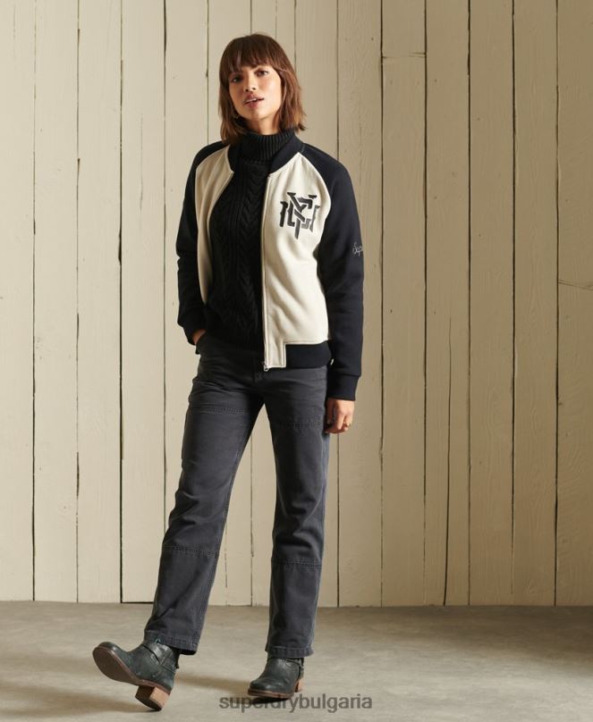 Superdry облекло N00H5825 светло сив Жени бомбър яке от трико от трико