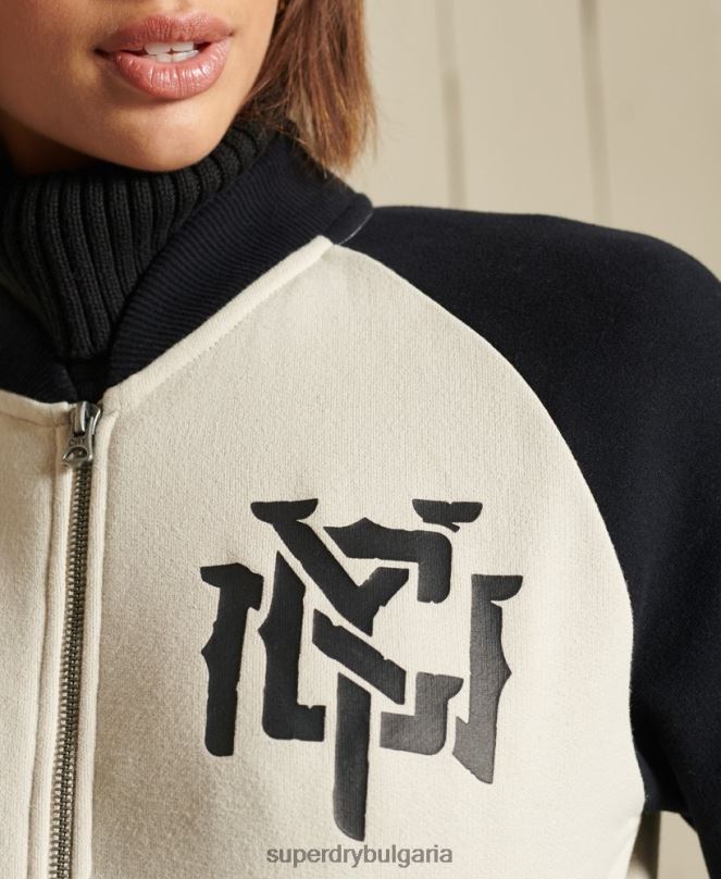 Superdry облекло N00H5825 светло сив Жени бомбър яке от трико от трико