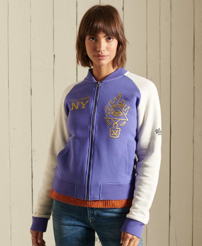 Superdry облекло N00H5826 лилаво Жени бомбър яке от трико от трико